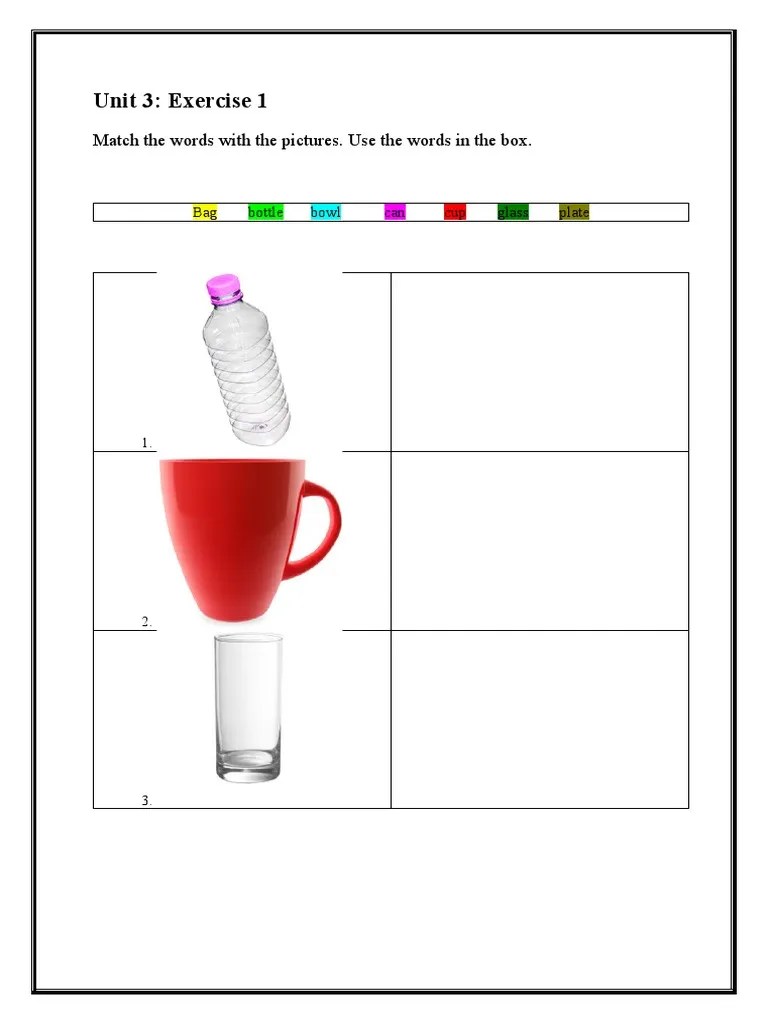 Unit 3 Exercise 1 Match The Words With The Pictures. Use The Words in The Box PDF Meal Foods