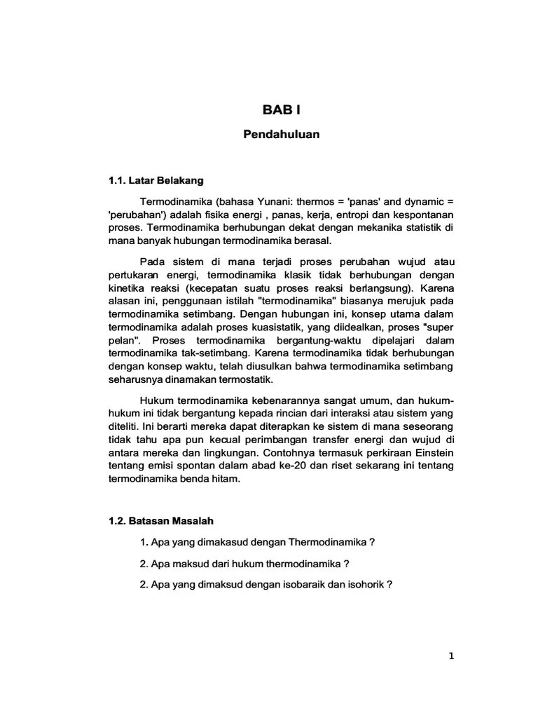 Makalah Thermodinamika Isokhorik Isothermal Isobarik Adiabatik | PDF