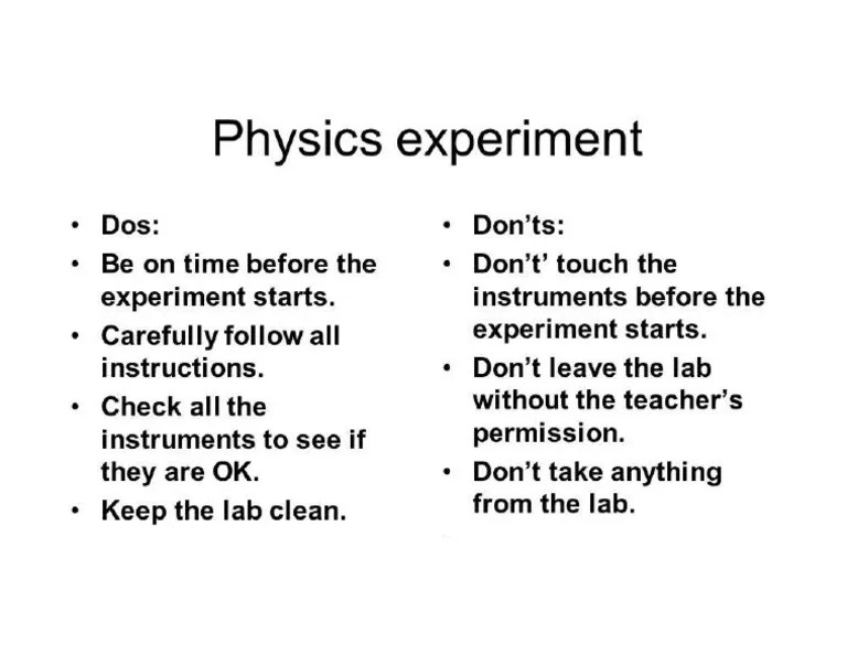 Dos and Donts of Physics Lab PDF