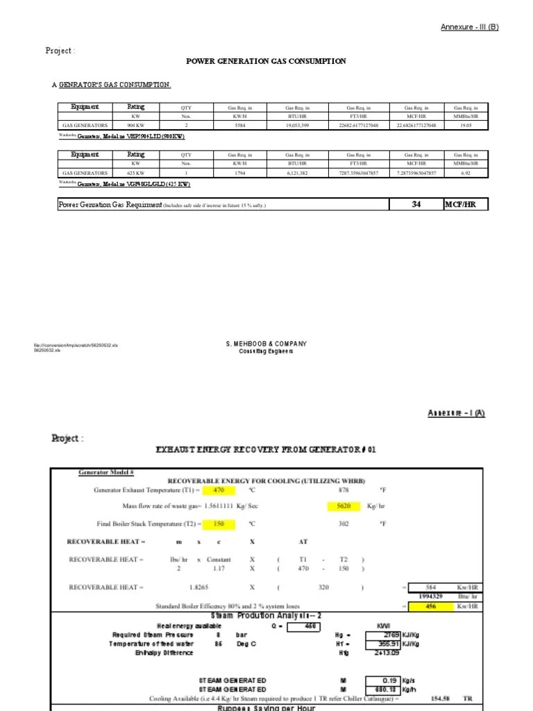 Exhaust and Jacket Water Heat Recovery From Generator | PDF | Boiler