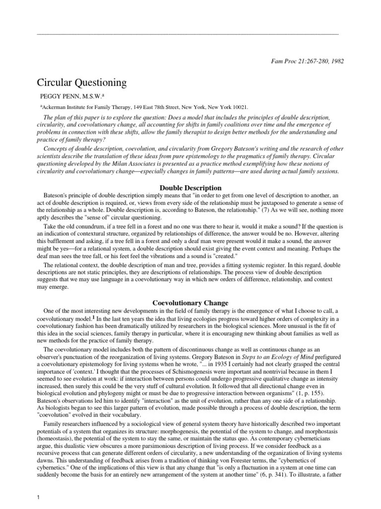 Circular Questioning Family