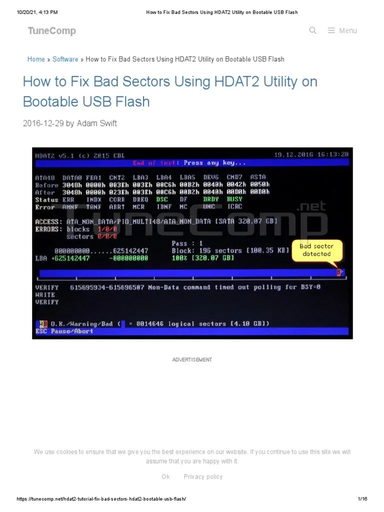 How To Fix Bad Sectors in A Hard Drive Using HDAT2 Utility Program On