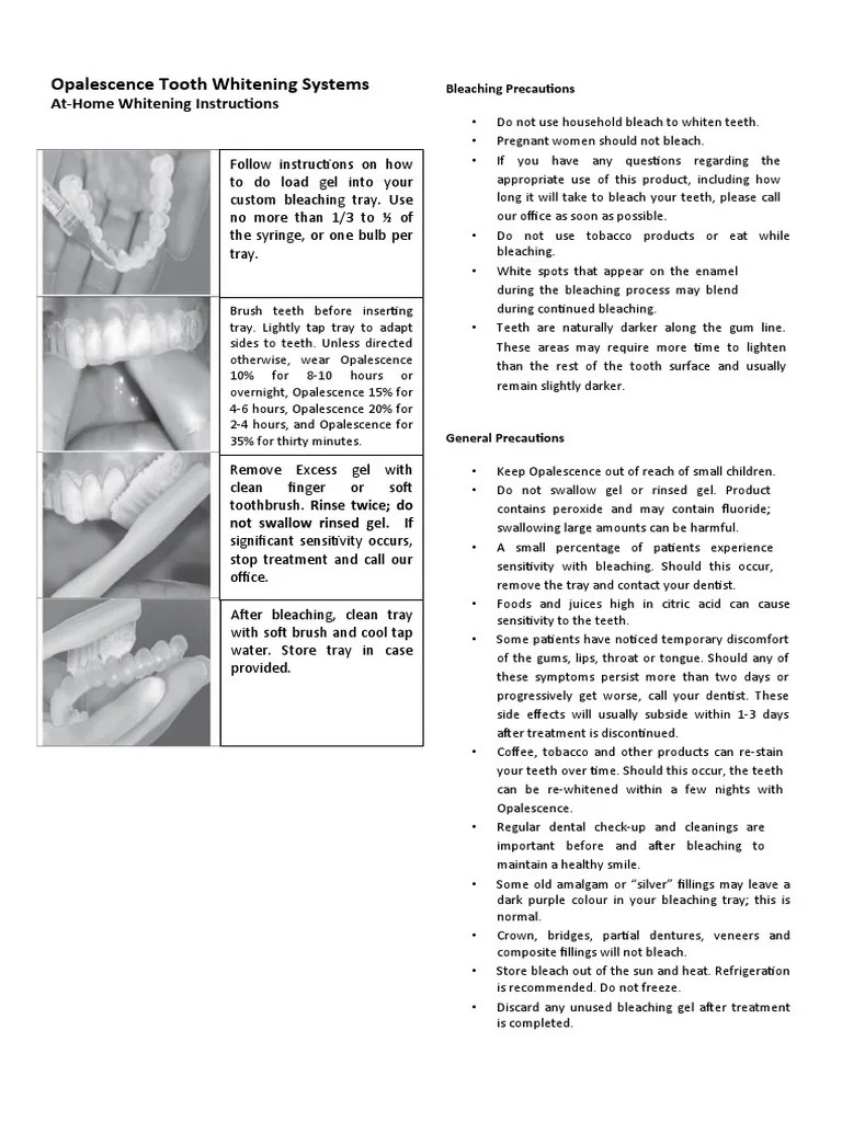 Opalescence Tooth Whitening Systems AtHome Whitening Instructions