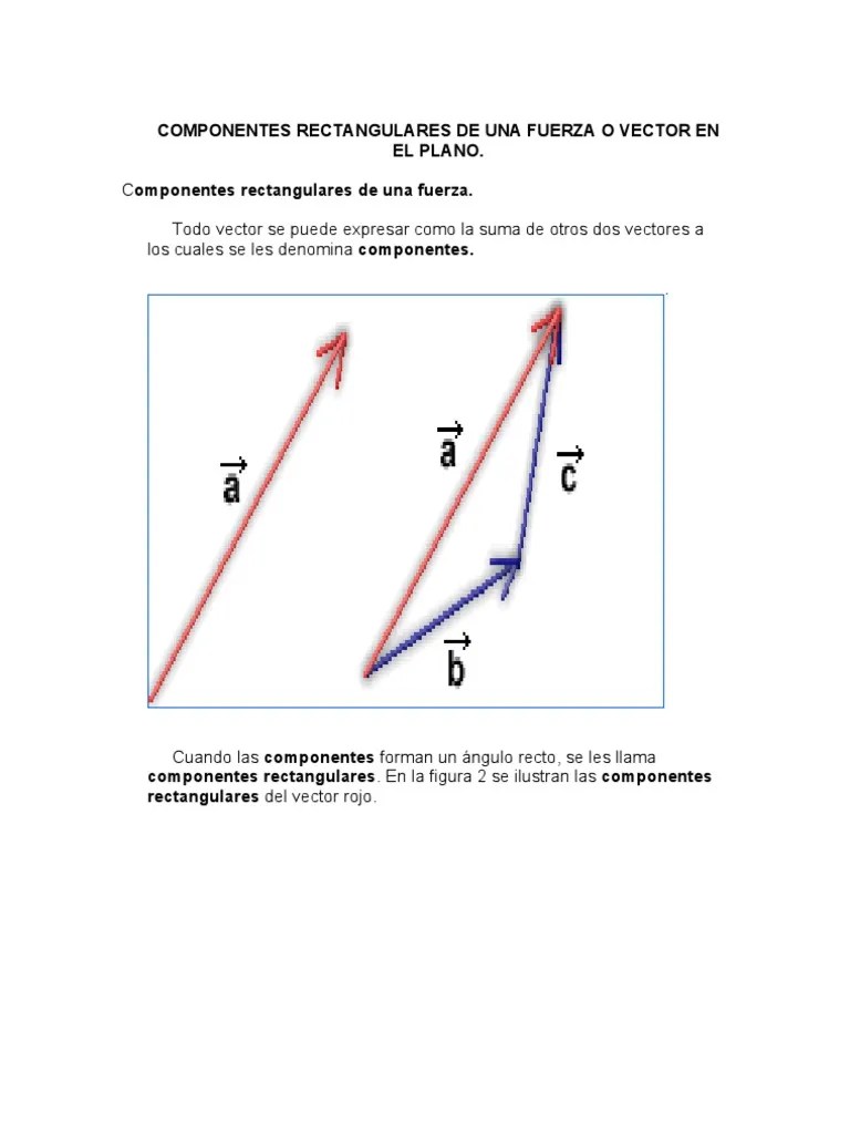 Componentes Rectangulares de Una Fuerza o Vector en El
