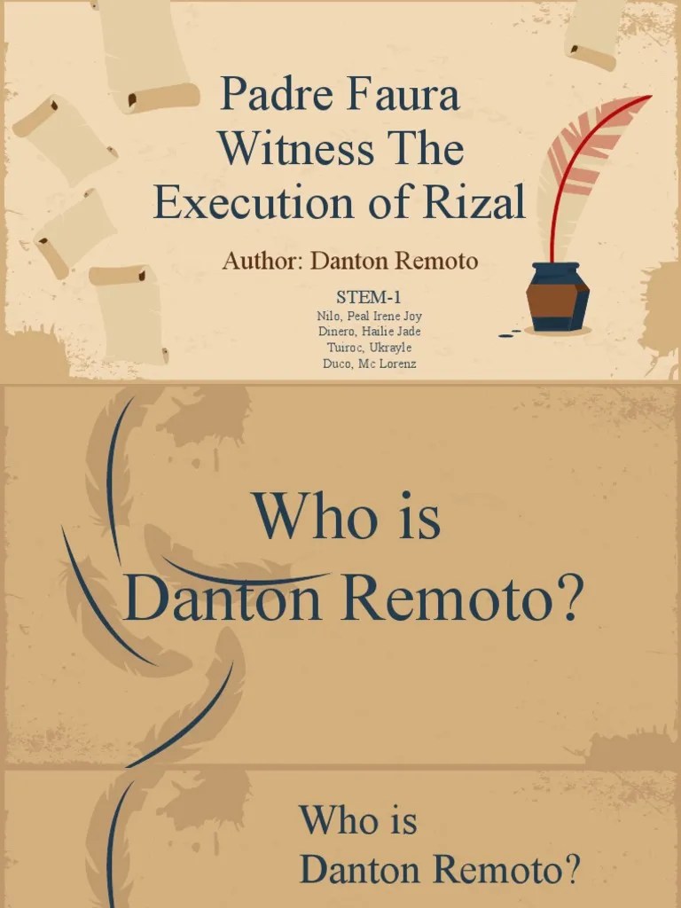 Padre Faura Witness The Execution of Rizal Author Danton Remoto PDF