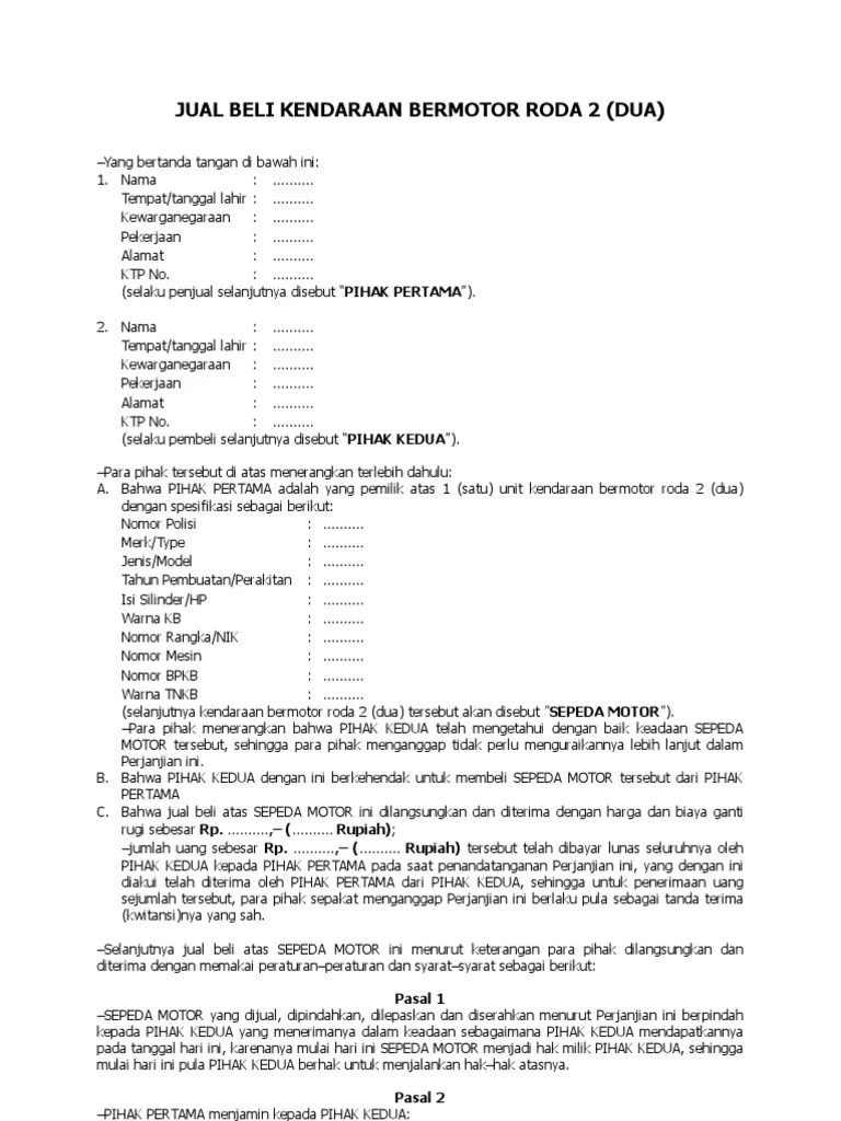 Draft Jual Beli Kendaraan