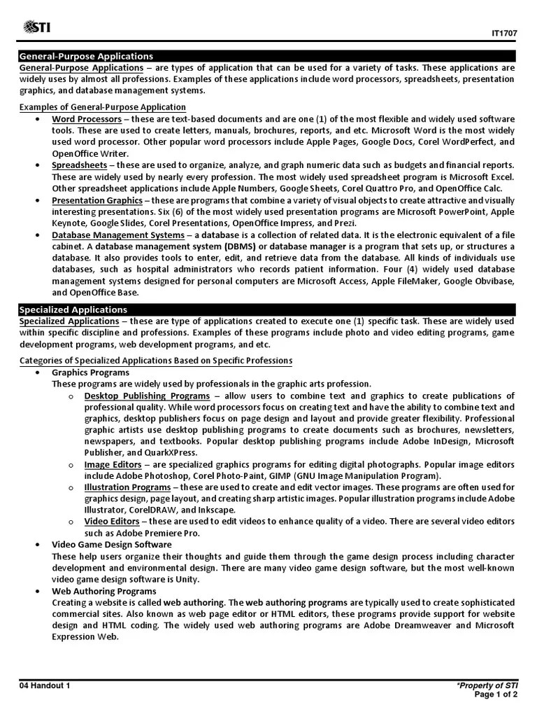 GeneralPurpose Applications Property of STI PDF Application