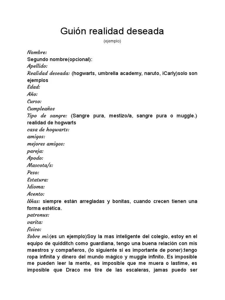 Guión Realidad Deseada PDF Harry Potter