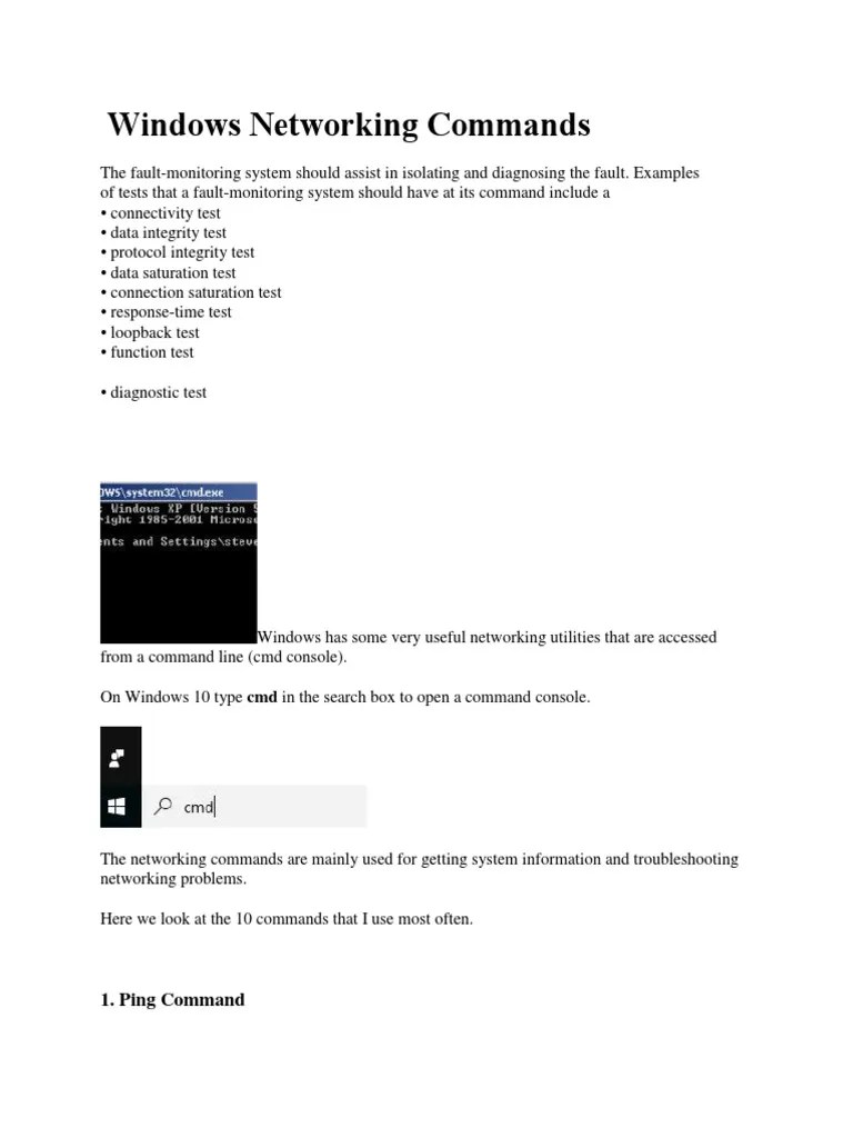 Windows Networking Commands PDF Computer Network Ip Address