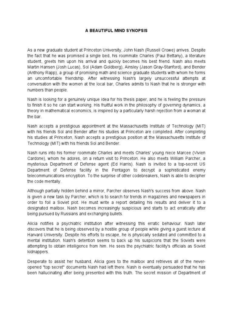 A Beautiful Mind Synopsis | PDF | Clinical Psychology | Psychiatry