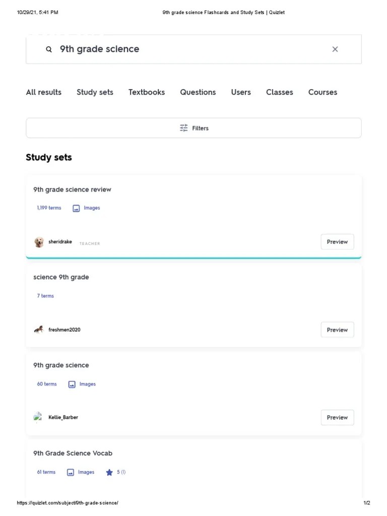9th Grade Science Flashcards and Study Sets Quizlet PDF
