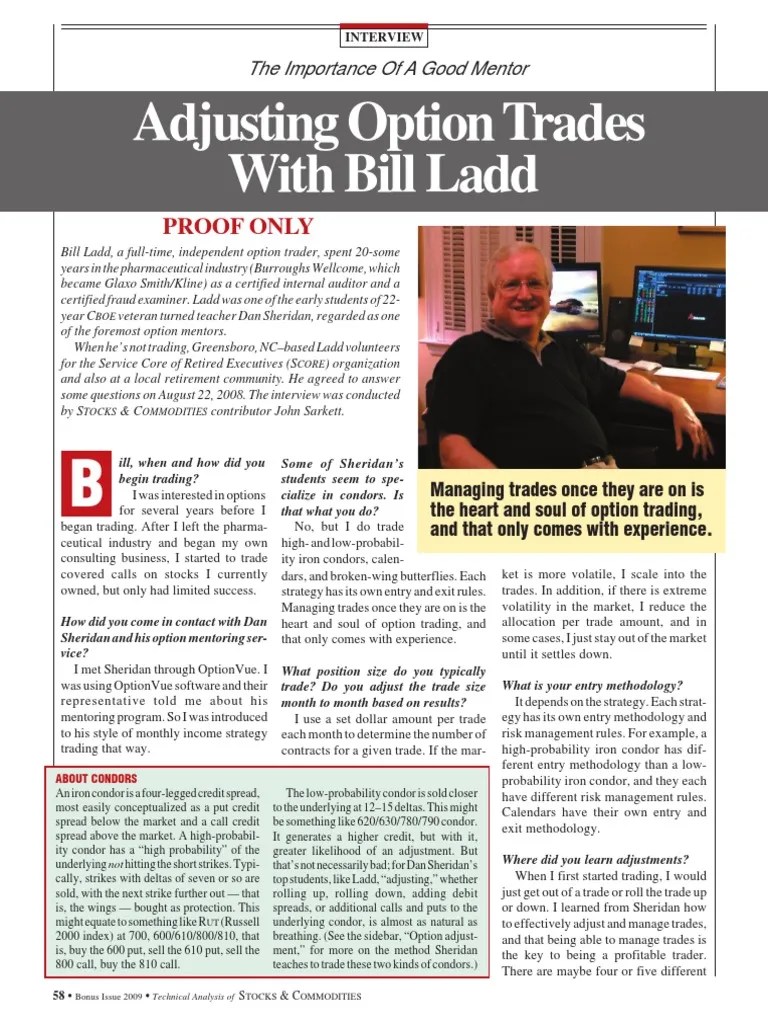 Adjusting Option Trades With Bill Ladd PDF Option (Finance