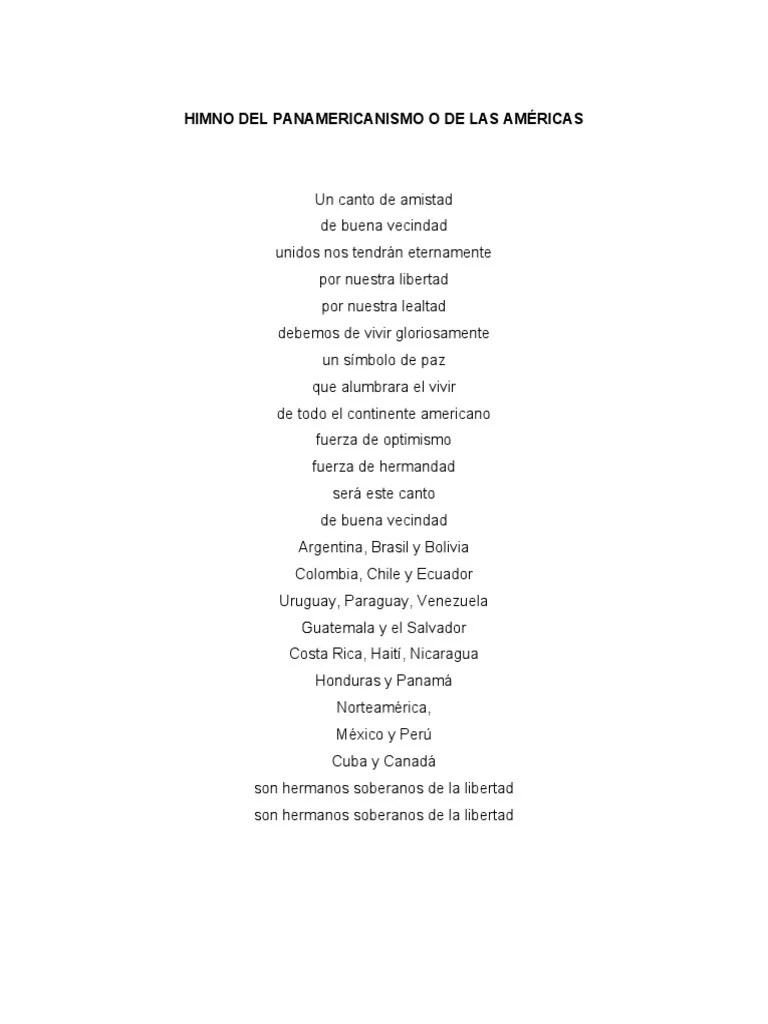 HIMNO DEL PANAMERICANISMO O DE LAS AMÉRICAS