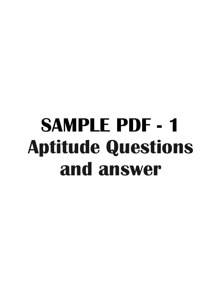 Sample PDF 1 Aptitude Questions and Answer PDF