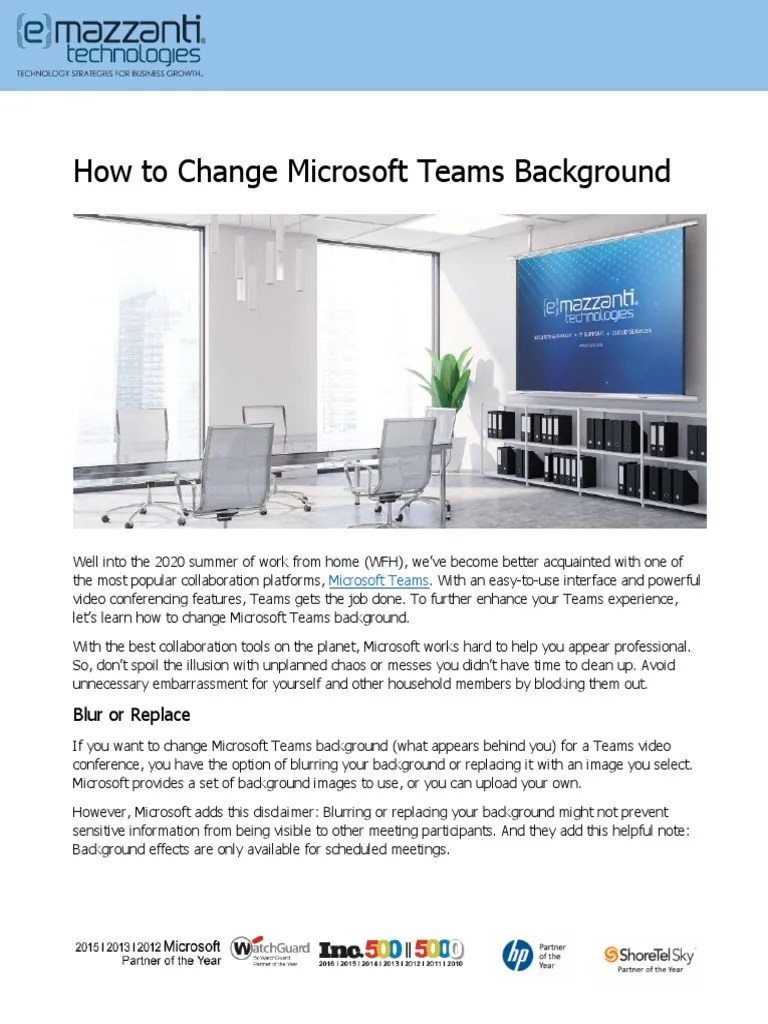 How To Change Teams Background Article PDF PDF Desktop