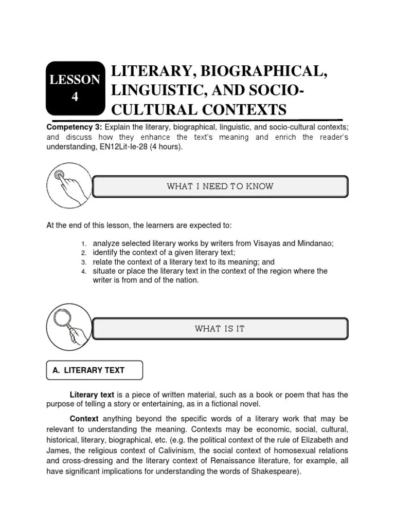 Literary, Biographical, Linguistic, and SocioCultural Contexts PDF