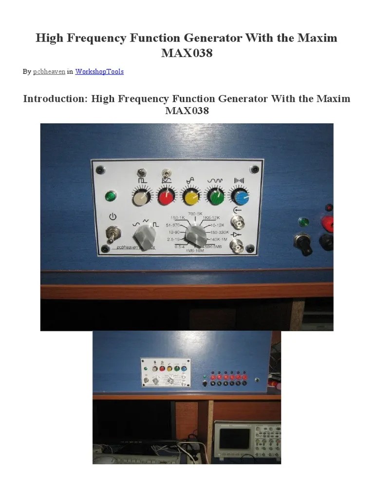 High Frequency Function Generator With The Maxim MAX038 PDF Printed