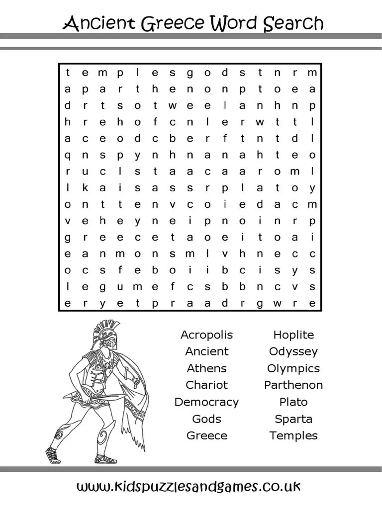 Ancient Greece Word Search PDF
