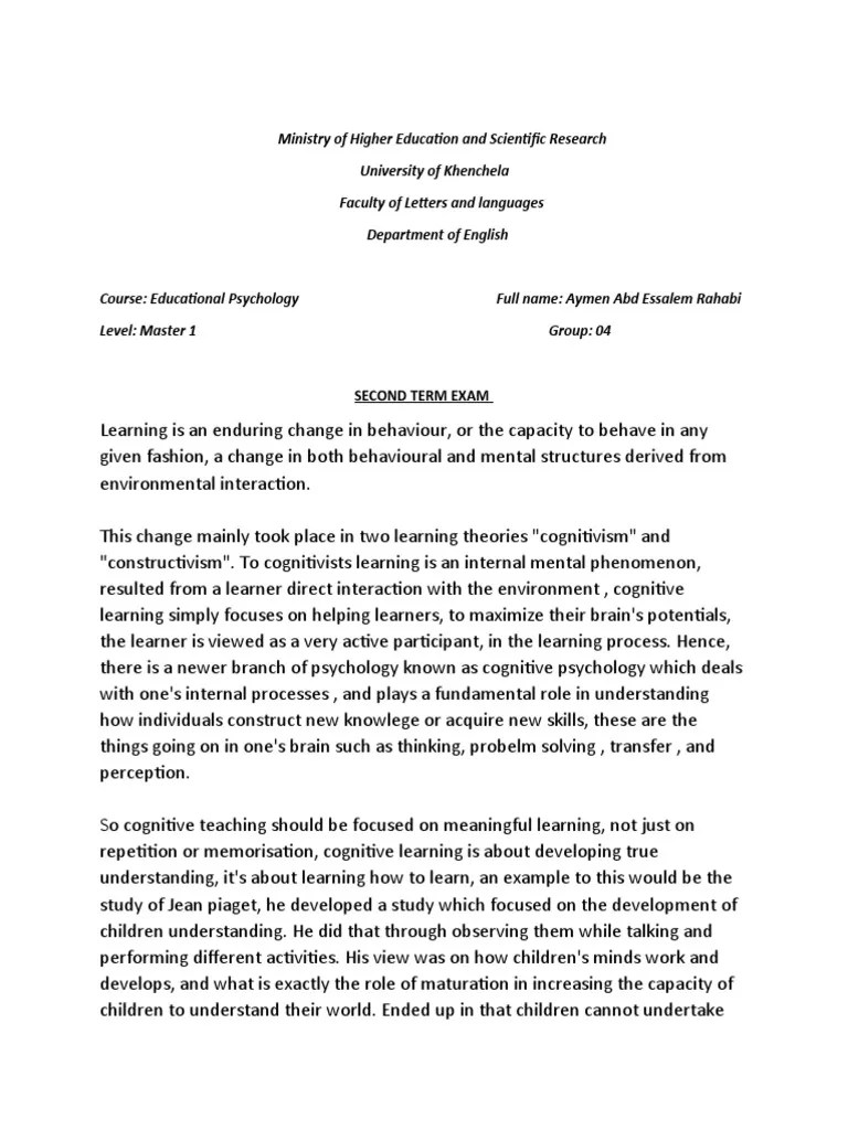 Educational Psychology | PDF | Learning | Learning Theory (Education)