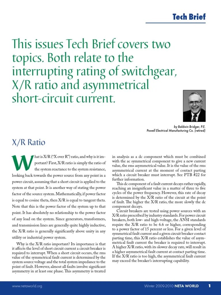 X R Ratio PDF Alternating Current Root Mean Square