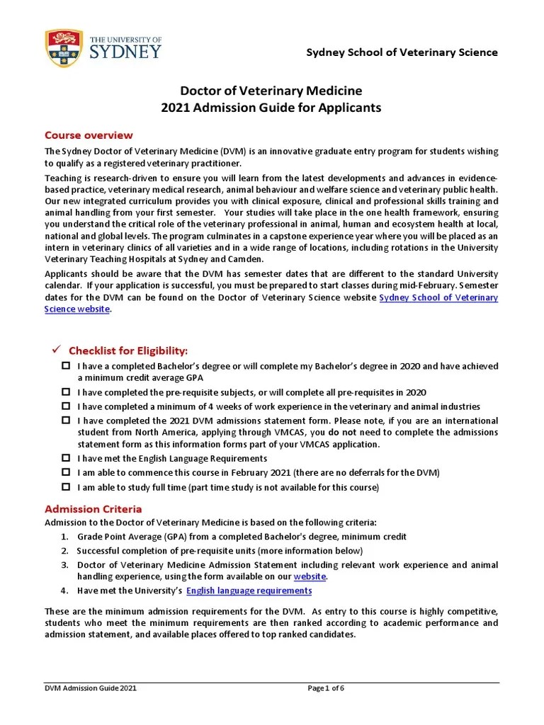 2021 DVM Admission Guide PDF University And College Admission
