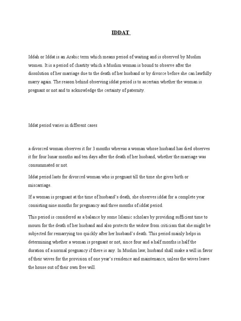 An InDepth Explanation of Iddah The Islamic Period of Waiting for
