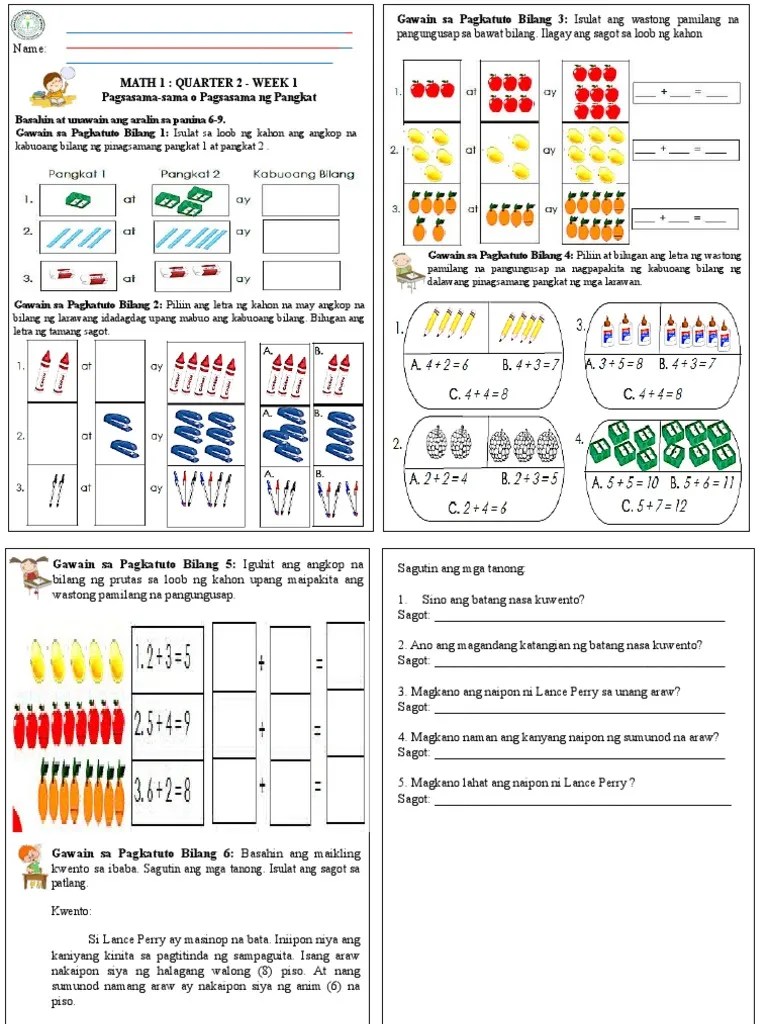 q2 Week 1 Worksheet Mathmusicarts | PDF