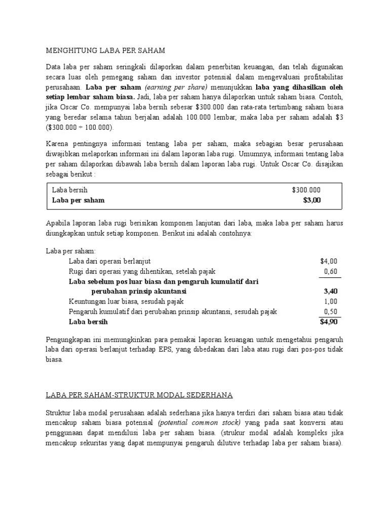 Menghitung Laba Per Saham