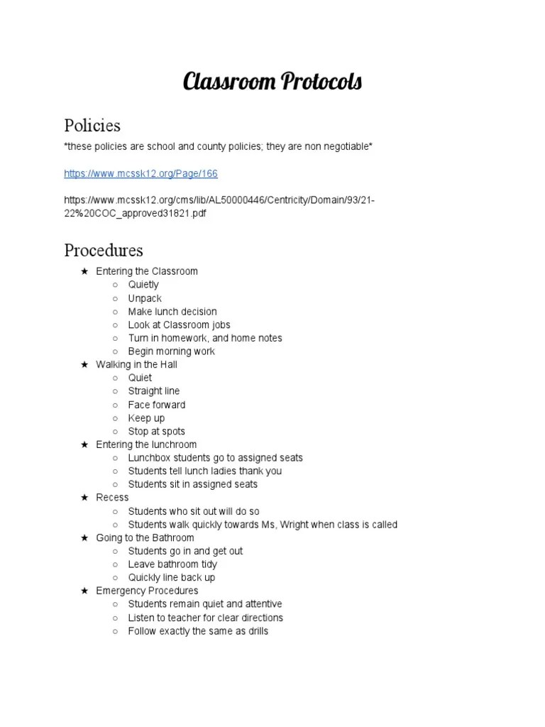 Classroom Protocols For site PDF