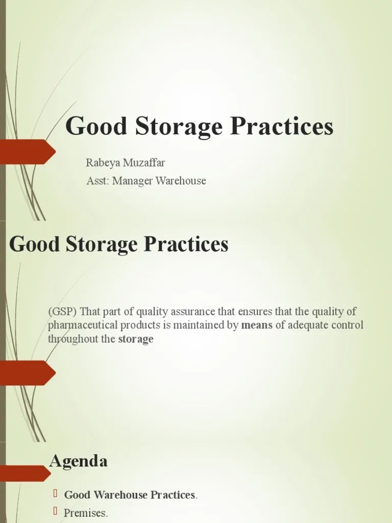 Good Storage Practices PDF Humidity Sanitation
