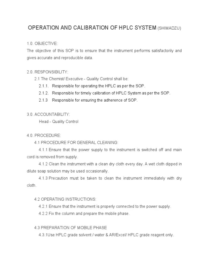 Calibration of HPLC PDF High Performance Liquid Chromatography