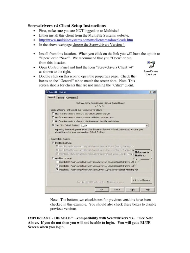 Screwdrivers v4 Client Setup Instructions PDF