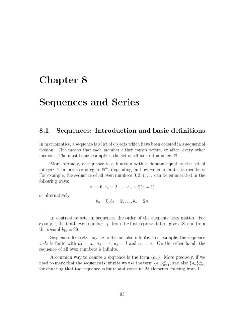Sequences and Series PDF Sequence Series (Mathematics)