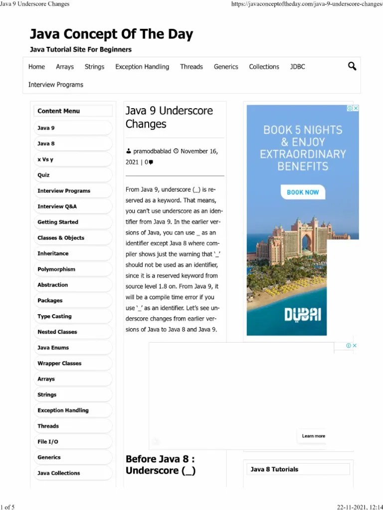 Java 9 Underscore Changes Download Free PDF Java (Programming