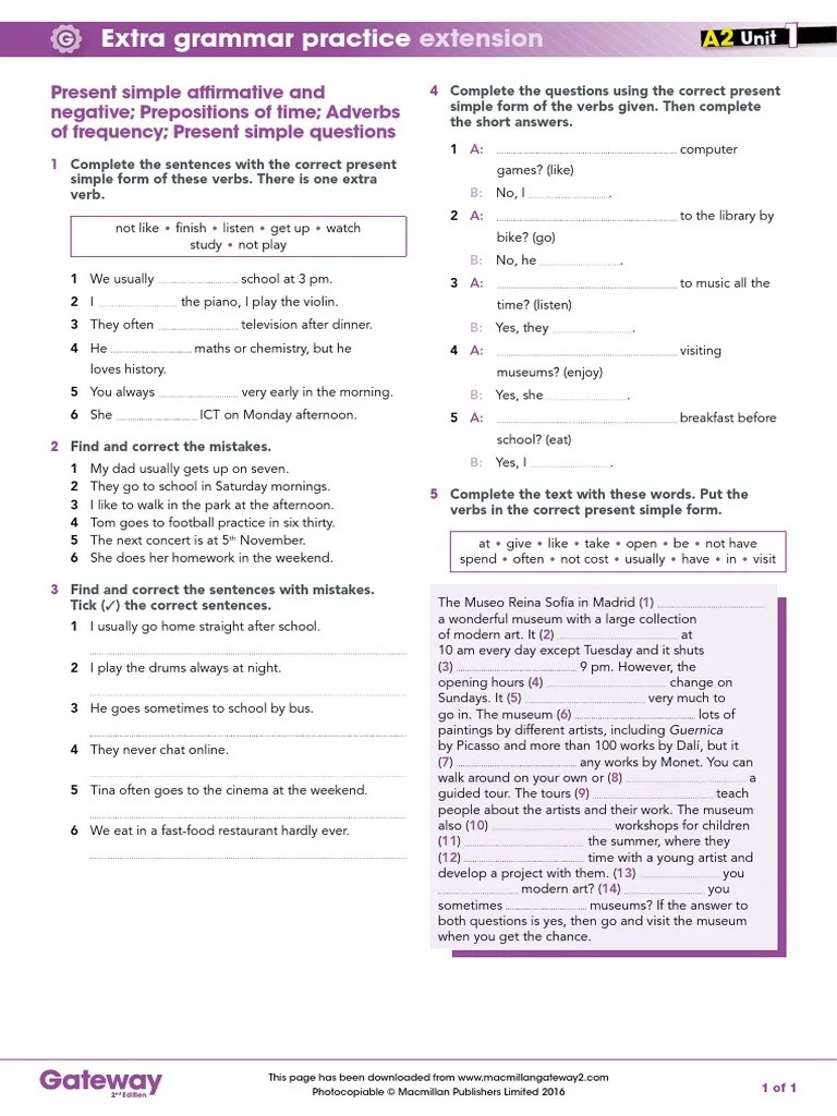 Extra Grammar Practice Extension PDF Adverb Linguistic Typology