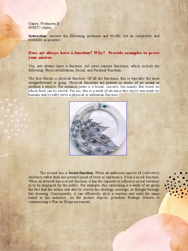 Does Art Always Have A Function? Why? Provide Examples To Prove Your