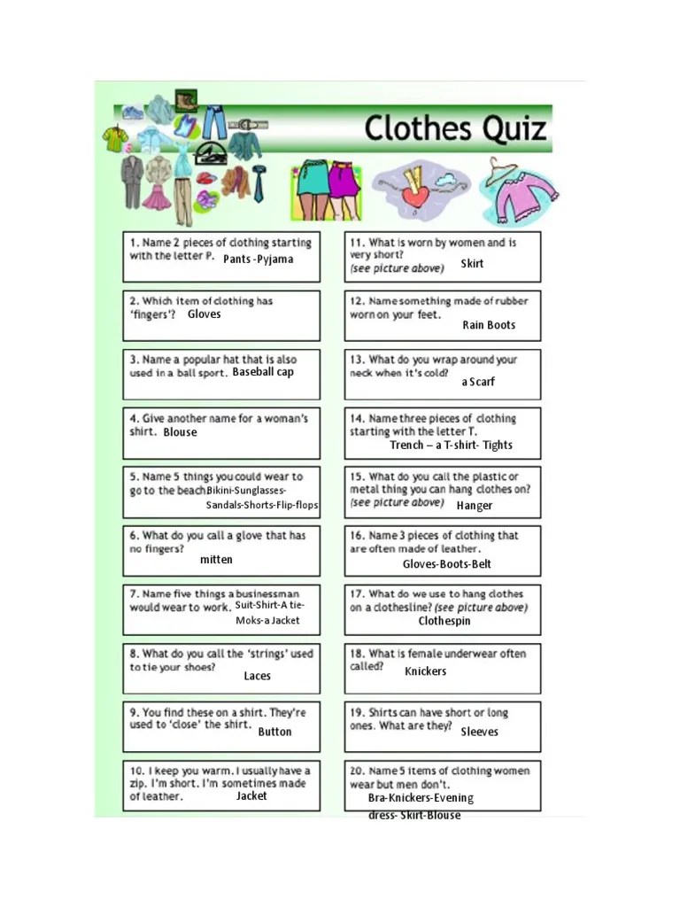 Clothes Quiz PDF