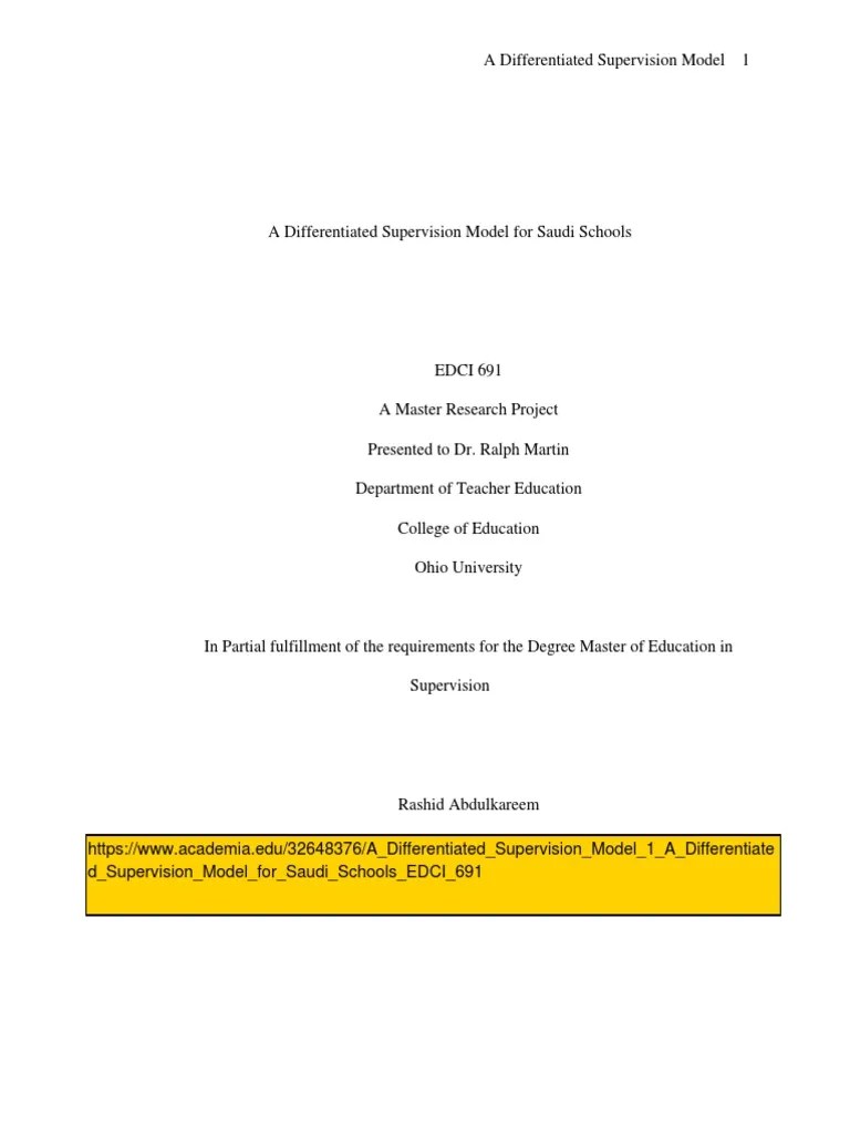 A Differentiated Supervision Model 1 A D | PDF | Teachers | Goal
