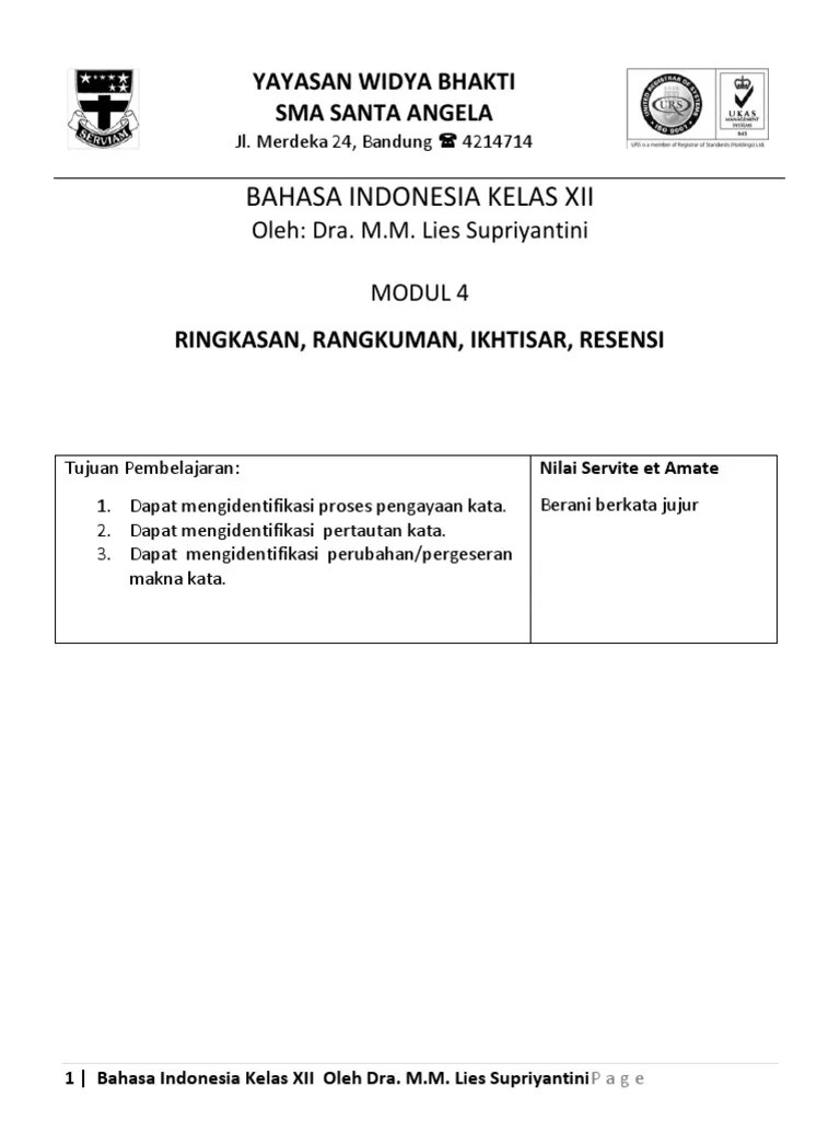 Modul 4 Ringkasan Dan Resensi Oke | PDF