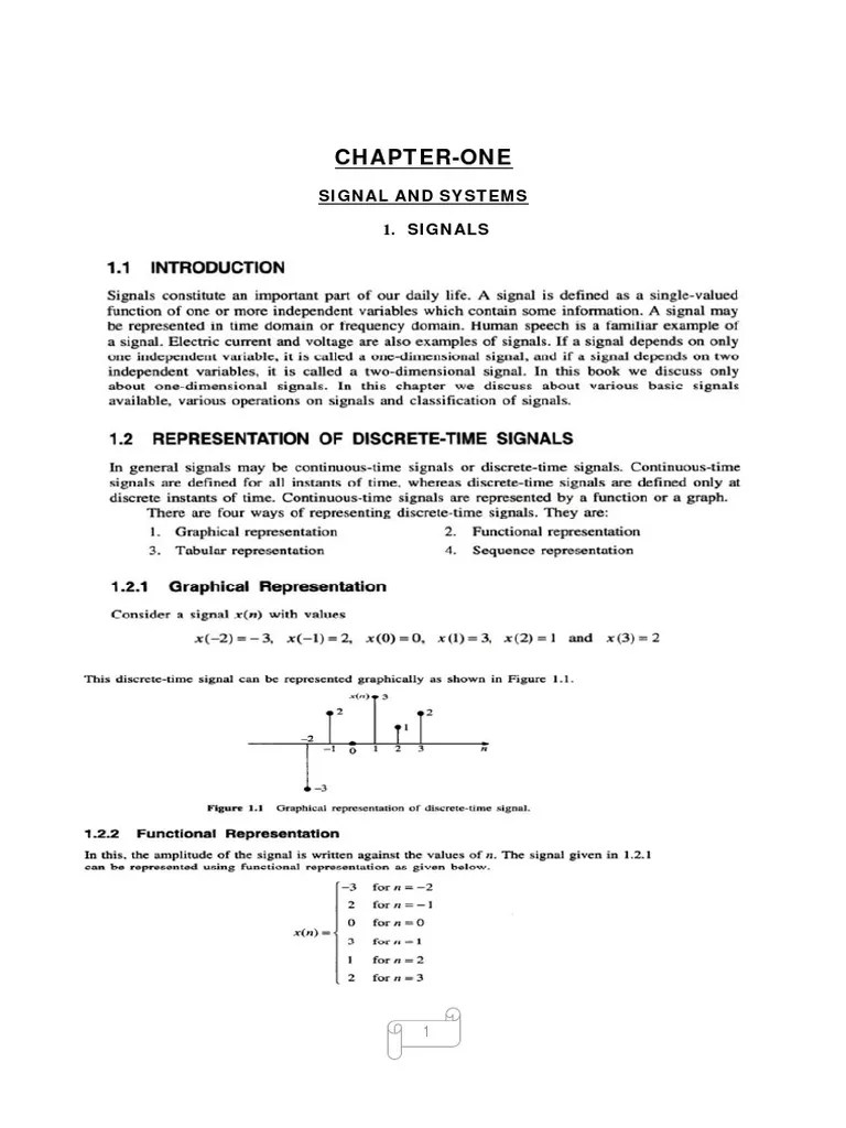 ChapterOne Signal and Systems 1. Signals PDF Electrical