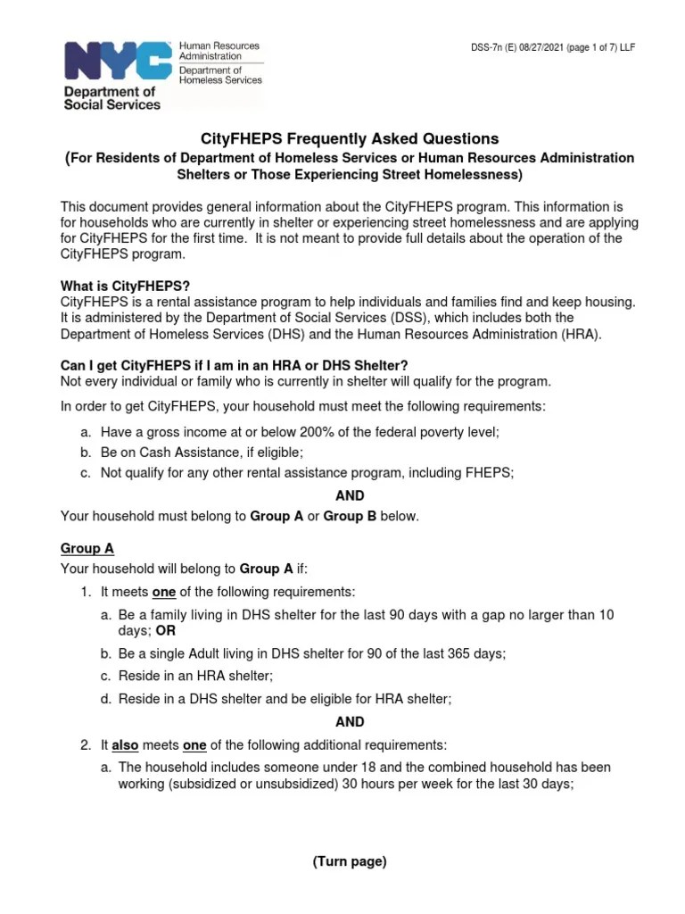 A Guide to the CityFHEPS Rental Assistance Program Eligibility