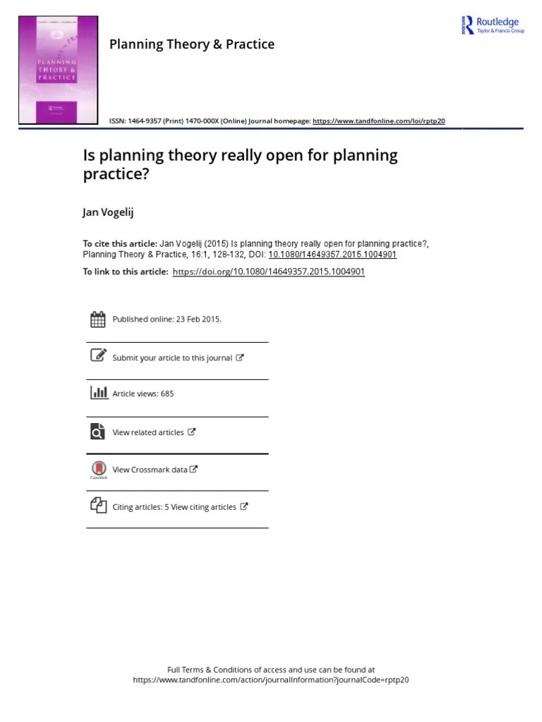 Is Planning Theory Really Open For Planning Practice PDF Theory