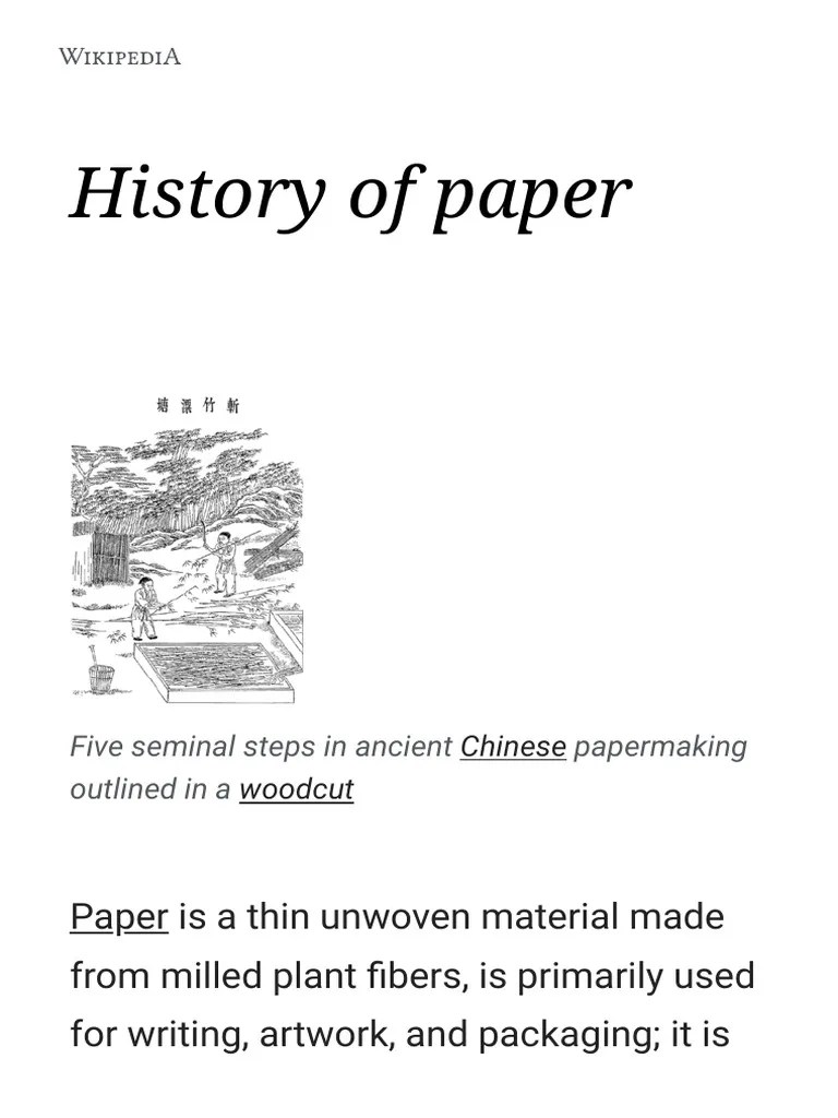 History of Paper Wikipedia PDF Paper Papyrus