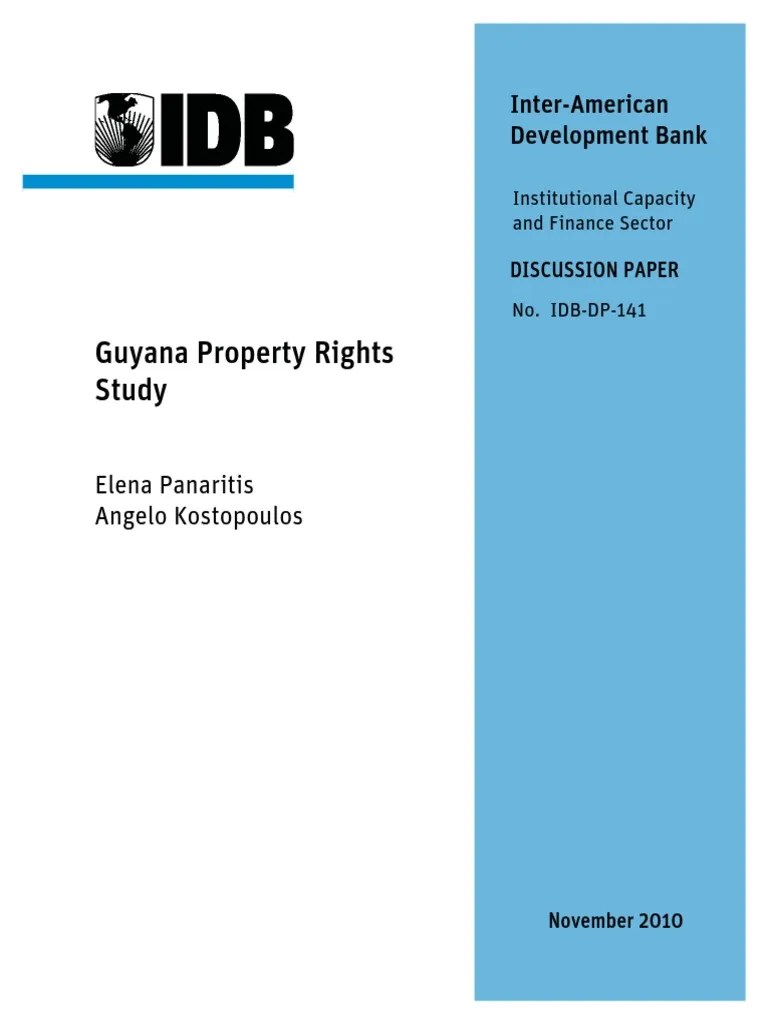 Guyana Property Rights Study PDF Mortgage Loan Probate