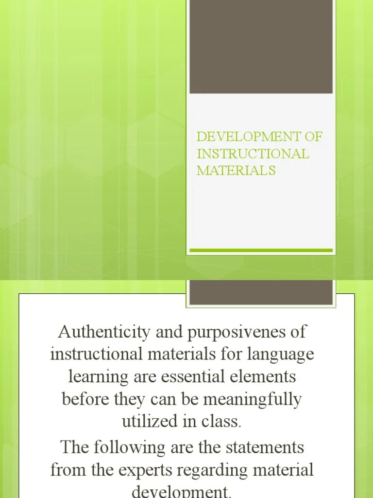 Development of Instructional Materials PDF
