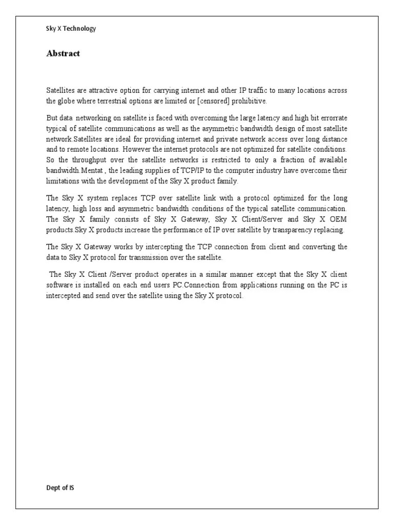 Sky X Technology PDF Computer Network Transmission Control Protocol