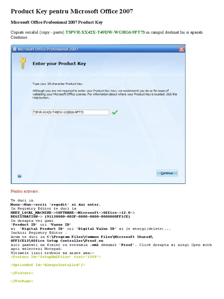 Product Key Pentru Microsoft Office 2007