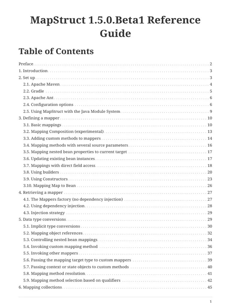 Mapstruct Reference Guide PDF Method Programming) Class