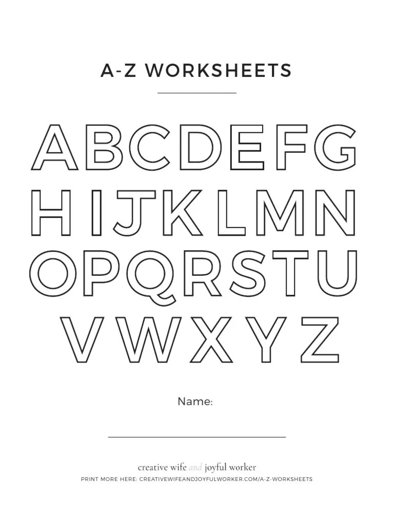 AZ Worksheets Free Download Alphbet Printable PDF