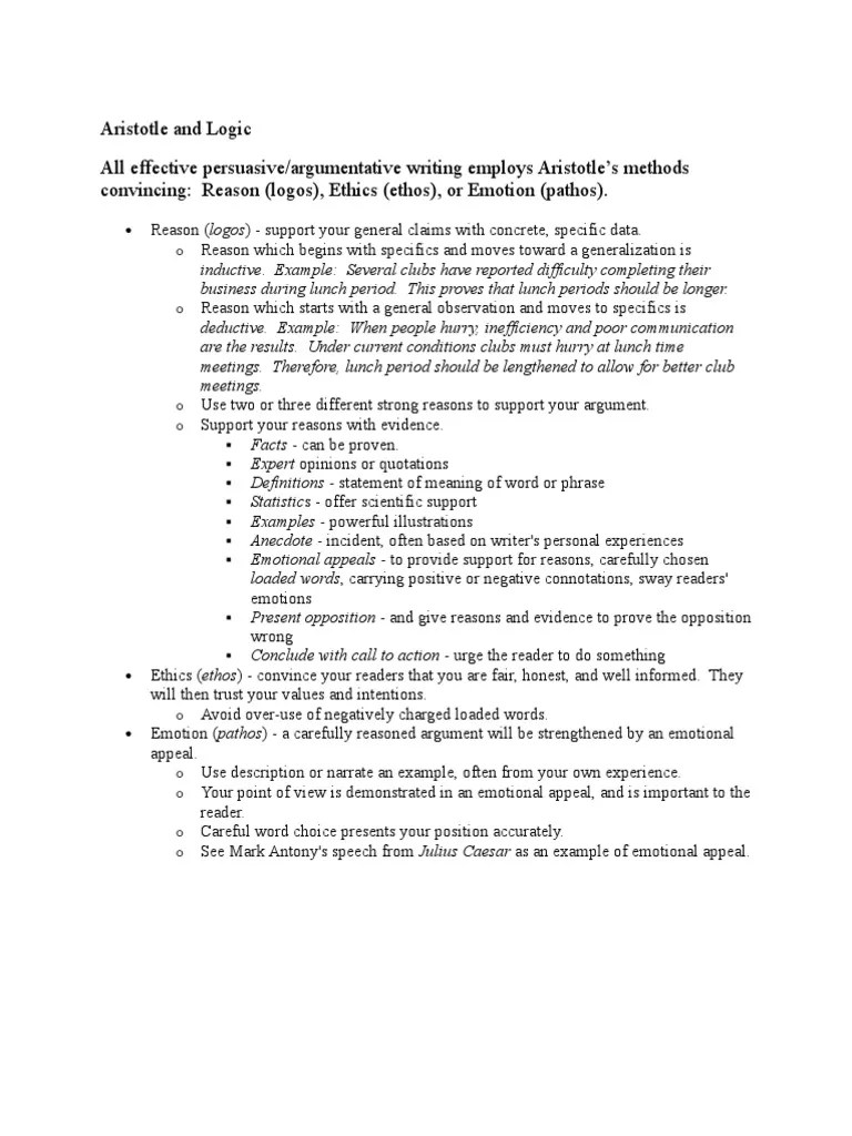 1011 Aristotle and Logic Reason Logos